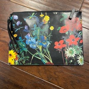 Alice + Olivia Black Floral Leather Clutch